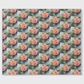 Peach Rose Blumenkohl Brautparty Geschenkpapier (Flach)