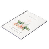 Peach Rose Blumenkreuz Taufbuch Notizblock (Linke Seite)