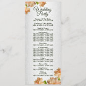 Peach Rose Blumensilber Glitzer Elegante Hochzeit Programm (Rückseite)