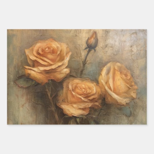 Peach Rose Blumenzwiebeln Brautparty Hochzeit Geschenkpapier Set (Vorderseite)