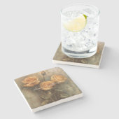 Peach Rose Blumenzwiebeln Brautparty Hochzeit Steinuntersetzer (Seitenansicht)