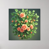 Peach Rose Bouquet With Greenery Leinwanddruck (Vorderseite)