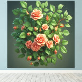 Peach Rose Bouquet With Greenery Leinwanddruck (Insitu (Holzboden))