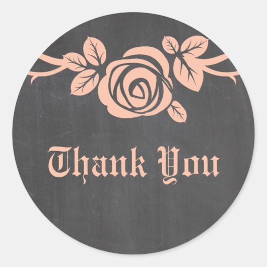 Peach Rose Chalkboard Danke Stickers (Vorderseite)