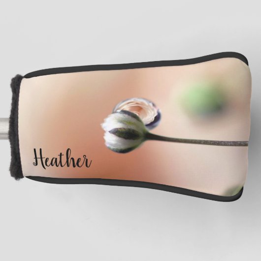 Peach Rose Dropdown Personalisierter Golf Head Cov Headcover (Vorderseite)