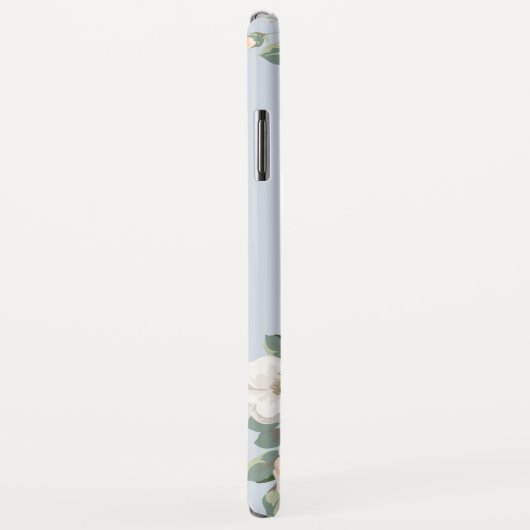 Peach Rose Dusty Blue Floral Monogram Case-Mate iPhone Hülle (Hinten/Rechts)