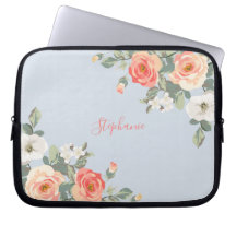 Peach Rose Dusty Blue Floral Personalisiert