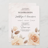 Peach Rose Einladung zur Hochzeit (Vorne/Hinten)