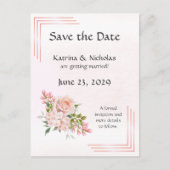 Peach Rose Elegante Hochzeit Save the Date Einladungspostkarte (Vorderseite)