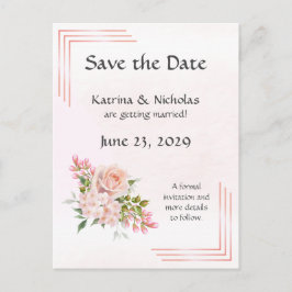 Peach Rose Elegante Hochzeit Save the Date Einladungspostkarte