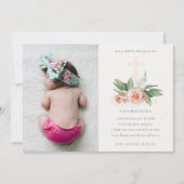 Peach Rose Floral Foto Godmutter Vorschlag einlade Dankeskarte (Vorderseite)