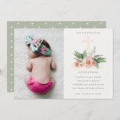 Peach Rose Floral Foto Pate Vorschlag Einladung (Vorne/Hinten)