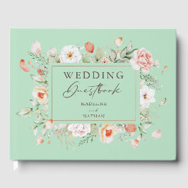 Peach Rose Floral Wedding Gästebuch