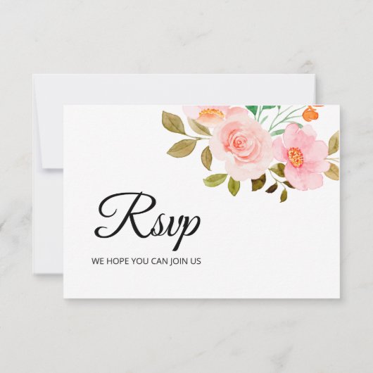 Peach Rose Floral Wedding RSVP Card (Rückseite)