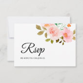 Peach Rose Floral Wedding RSVP Card Karte (Rückseite)