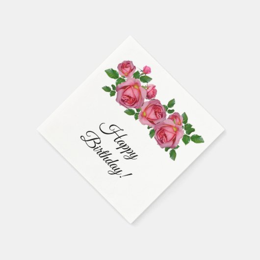 Peach Rose Geburtstag Serviette (Ecke)