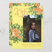 Peach Rose Gelbes Foto Abschluss Ankündigung (Vorne/Hinten)