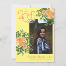 Peach Rose Gelbes Foto Abschluss Ankündigung