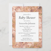 Peach Rose Glitzer Giraffe Drucken Einladung (Vorderseite)