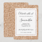 Peach Rose Gold Blush Glitzer Glitz Einladung (Vorne/Hinten)