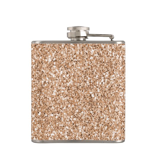 Peach Rose Gold Blush Glitzer Glitz Flachmann (Rückseite)