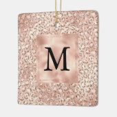 Peach Rose Gold Blush Pink Glitz Leopard Monogram Keramikornament (Links)