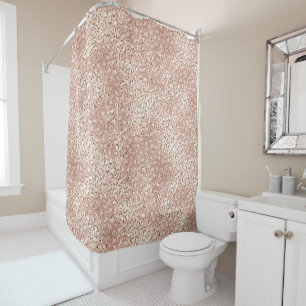 Peach Rose Gold Blush Pink Glitz Leopard Print Duschvorhang