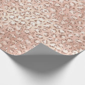 Peach Rose Gold Blush Pink Glitz Leopard Print Geschenkpapier (Ecke)