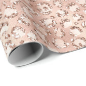 Peach Rose Gold Blush Pink Glitz Leopard Print Geschenkpapier (Rolleneckpunkt)