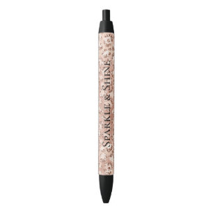 Peach Rose Gold Blush Pink Glitz Leopard Print Kugelschreiber