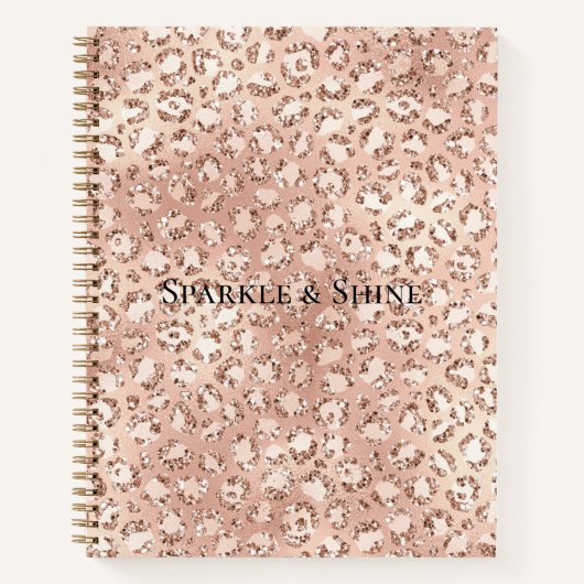 Peach Rose Gold Blush Pink Glitz Leopard Print Notizblock (Vorderseite)