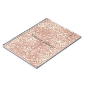 Peach Rose Gold Blush Pink Glitz Leopard Print Notizblock (Linke Seite)