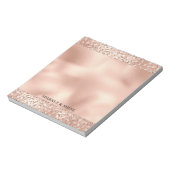 Peach Rose Gold Blush Pink Glitz Leopard Print Notizblock (Rotiert)