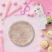 Peach Rose Gold Blush Pink Glitz Leopard Print Pappteller (Party)