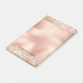 Peach Rose Gold Blush Pink Glitz Leopard Print Post-it Klebezettel (angewinkelt)