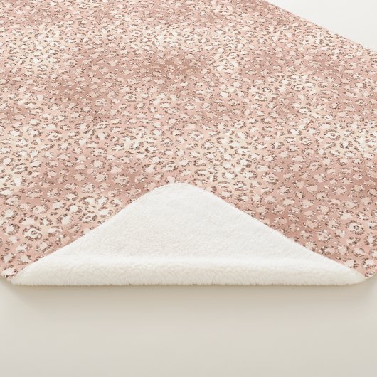 Peach Rose Gold Blush Pink Glitz Leopard Print Sherpadecke (3/4)