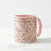 Peach Rose Gold Blush Pink Glitz Leopard Print Tasse (VorderseiteRechts)