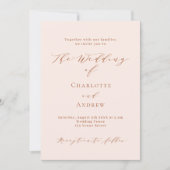 Peach Rose Gold formale QR Code UAWG Hochzeit Einladung (Vorderseite)