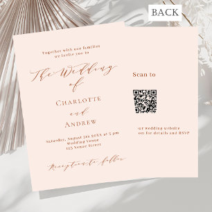 Peach Rose Gold formale QR Code UAWG Hochzeit Einladung