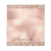 Peach Rose Gold Glitter Luxus Notizblock (Vorderseite)
