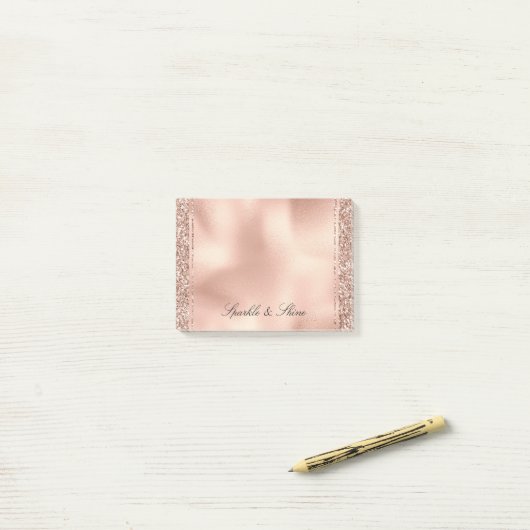 Peach Rose Gold Glitzer Luxe     Post-it Klebezettel (Auf Schreibtisch)