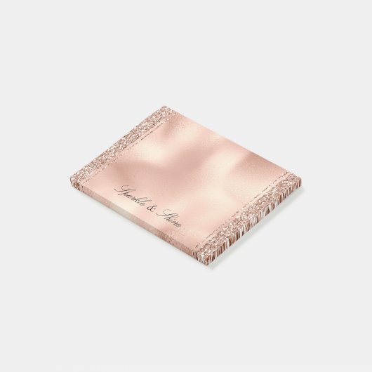 Peach Rose Gold Glitzer Luxe     Post-it Klebezettel (angewinkelt)