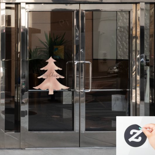 Peach Rose Gold Glitzer Weihnachtsbaum     Fensteraufkleber (Büro Tür)