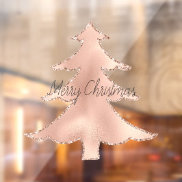 Peach Rose Gold Glitzer Weihnachtsbaum     Fensteraufkleber