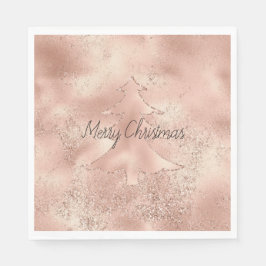 Peach Rose Gold Glitzer Weihnachtsbaum Serviette
