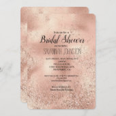 Peach Rose Gold Glitzy Glitzer Einladung (Vorne/Hinten)