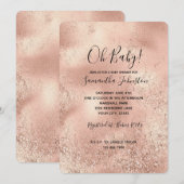Peach Rose Gold Glitzy Glitzer Einladung (Vorne/Hinten)