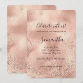 Peach Rose Gold Glitzy Glitzer Einladung (Vorne/Hinten)