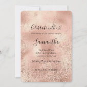 Peach Rose Gold Glitzy Glitzer Einladung (Vorderseite)