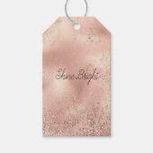 Peach Rose Gold Glitzy Glitzer Geschenkanhänger (Vorderseite)